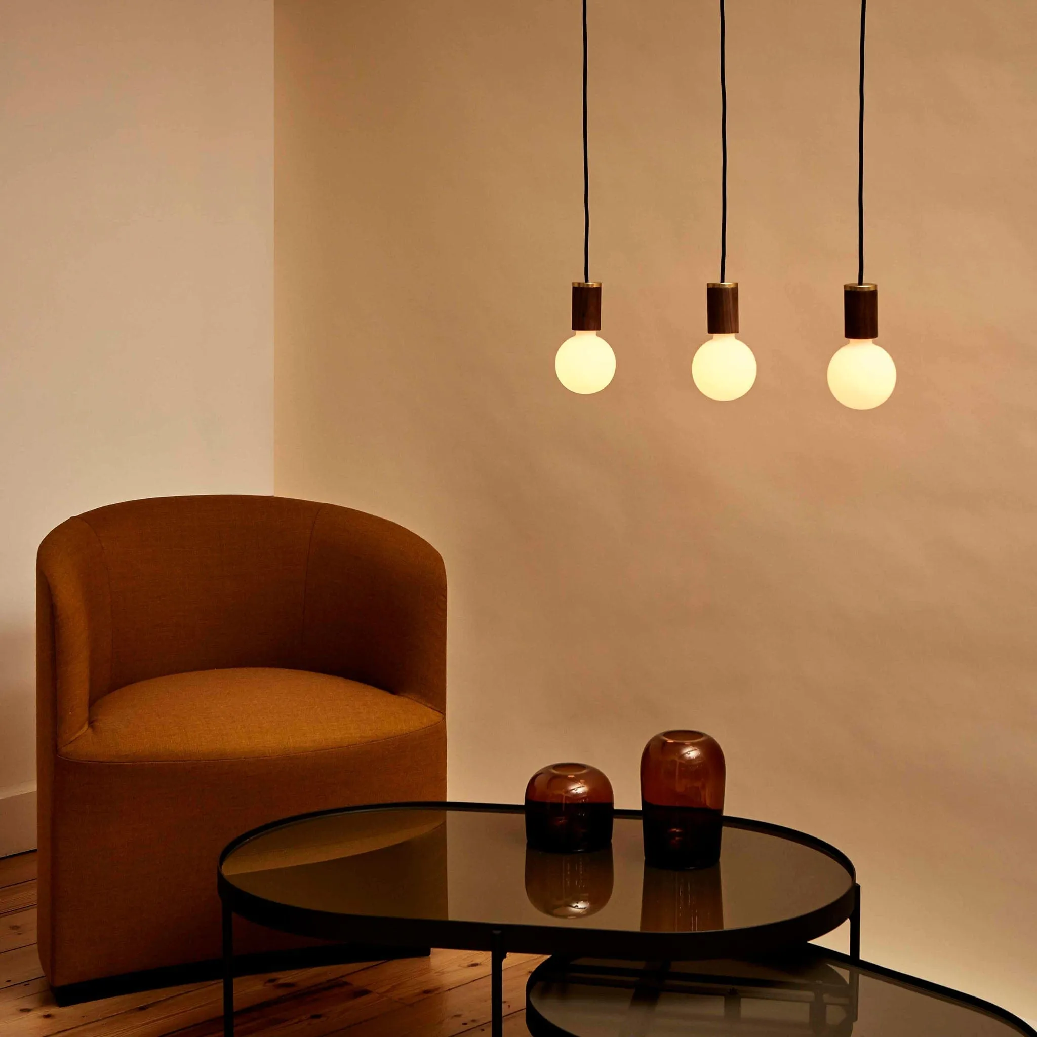 Sphere III Pendant Light in Walnut