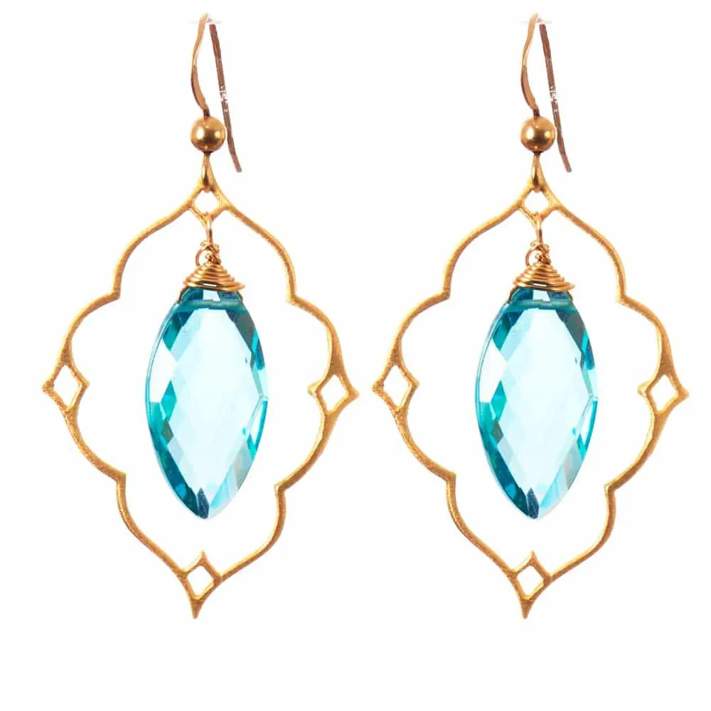 Statement Filigree Earrings with Marquee Gem