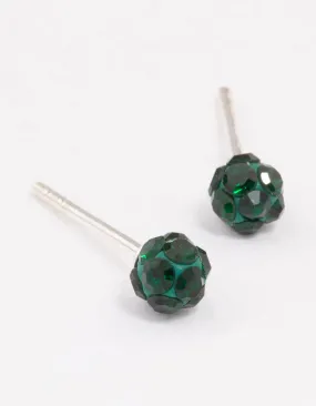 Sterling Silver Green Fireball Stud Earrings