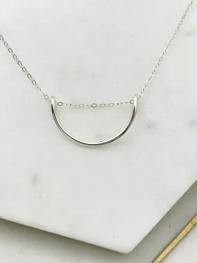 Sterling silver half moon necklace