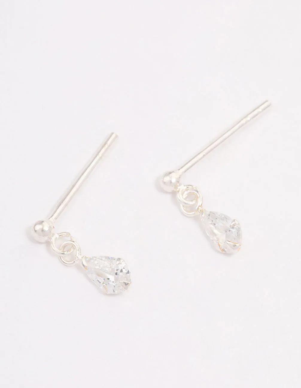 Sterling Silver Pear Cubic Zirconia Drop Earrings