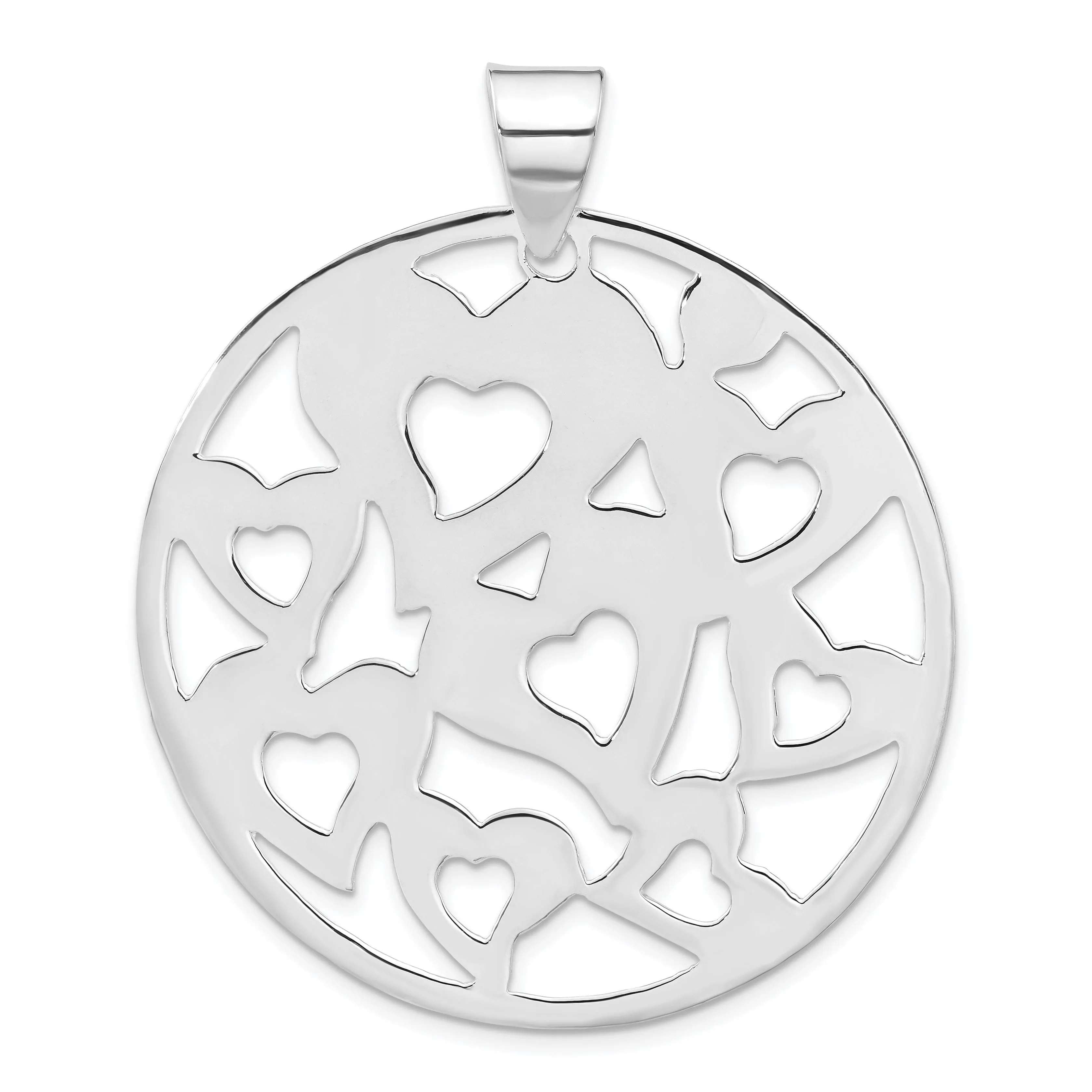 Sterling Silver Round Cut-Out Hearts Pendant