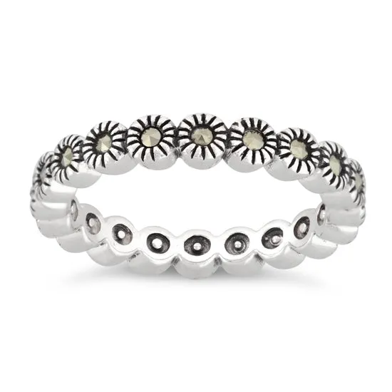 Sterling Silver Stackable Eternity Marcasite Ring