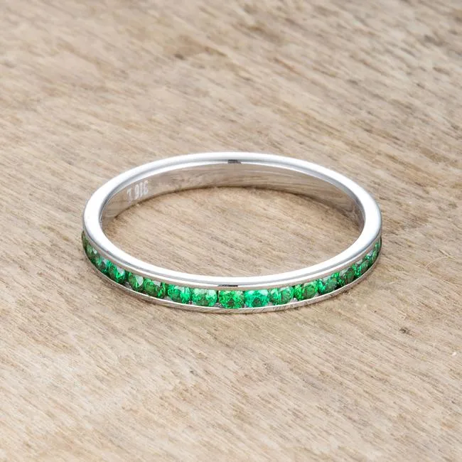 Teresa Emerald Green Silver Eternity Stackable Ring | 1ct | Stainless Steel