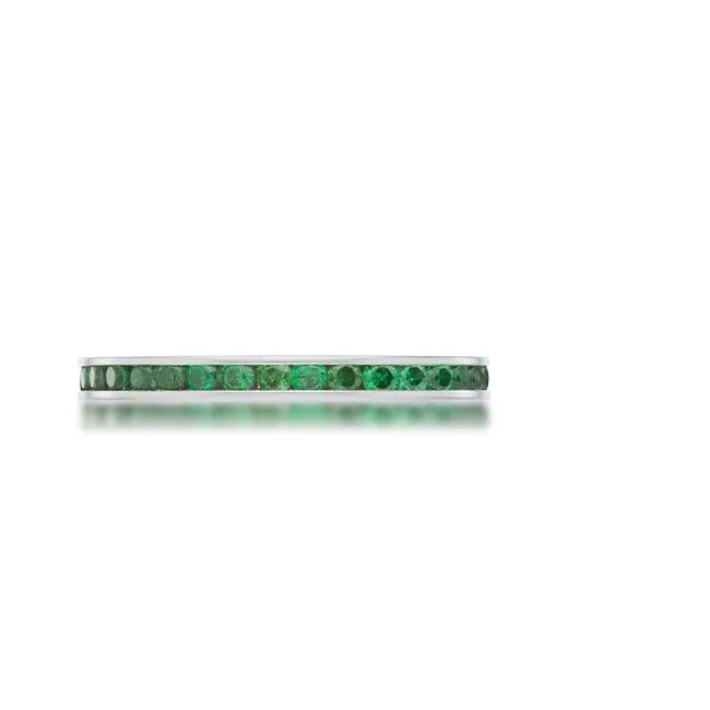 Teresa Emerald Green Silver Eternity Stackable Ring | 1ct | Stainless Steel