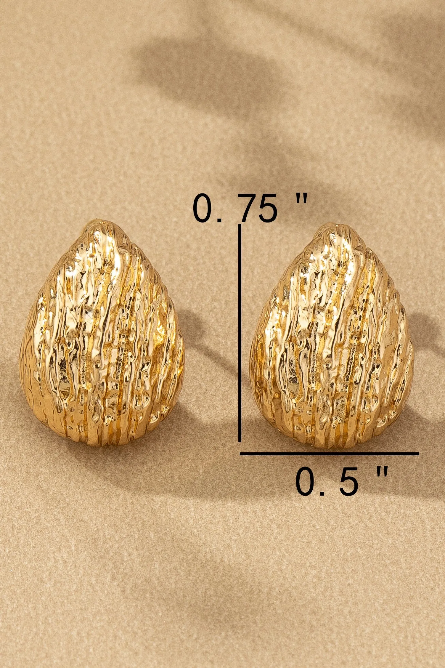 Textured Teardrop Studs Earrings