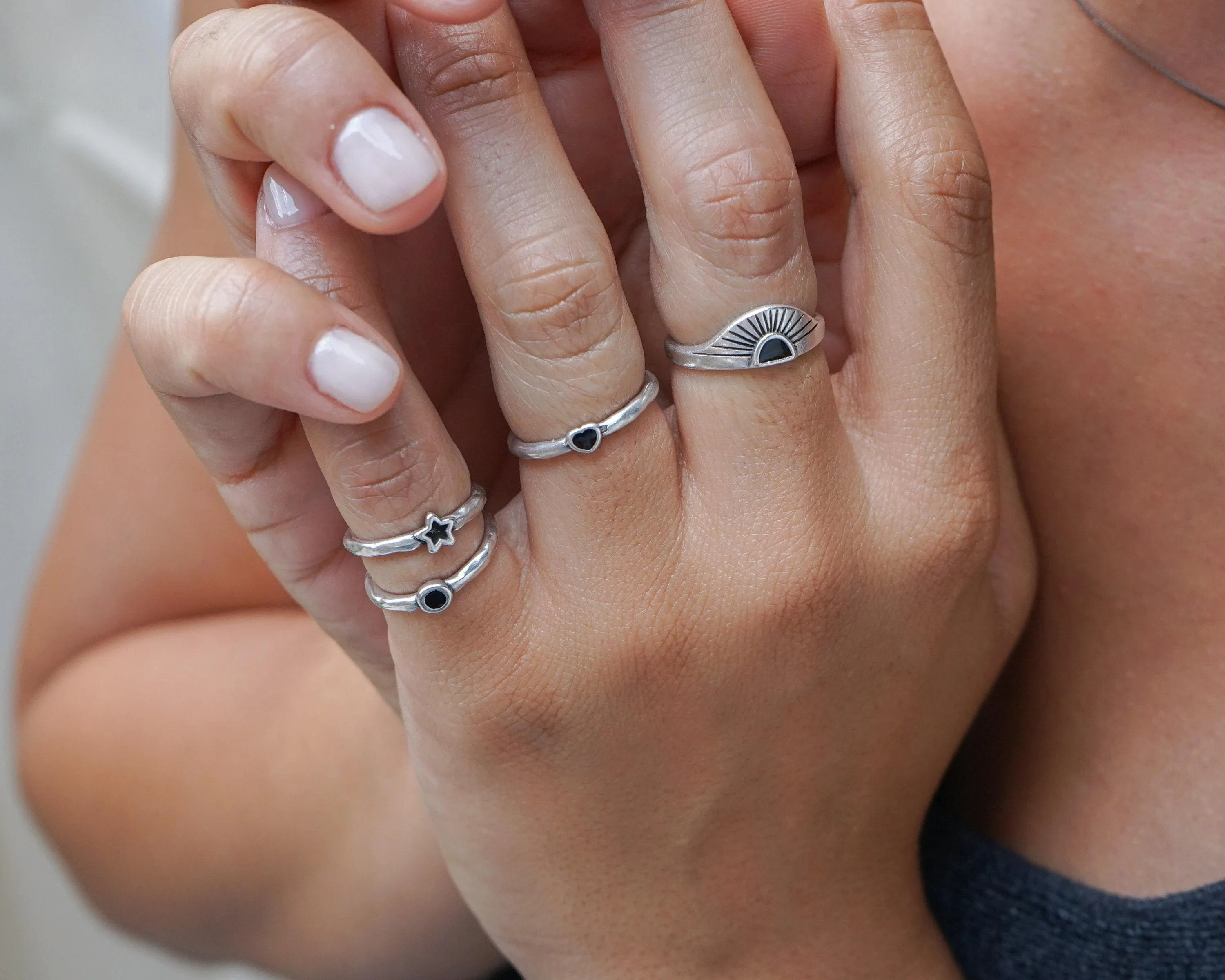 Tiny Silver Circle Band Pinky Ring