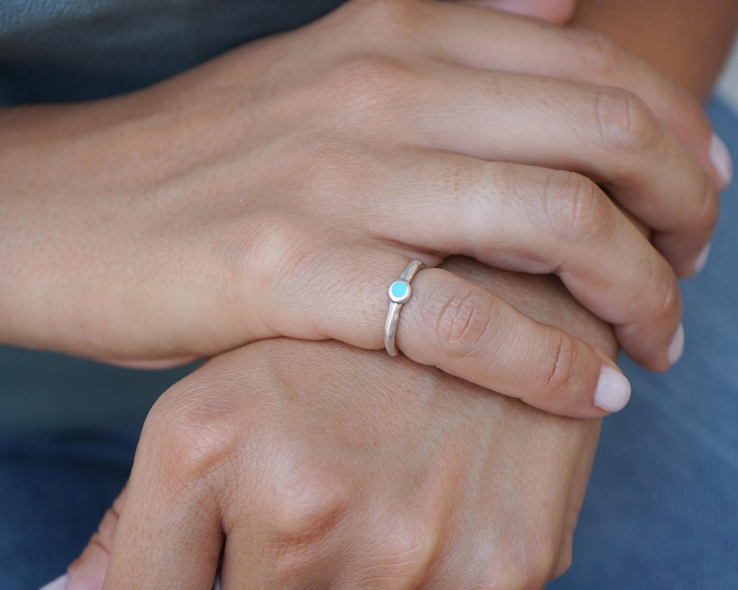 Tiny Silver Circle Band Pinky Ring