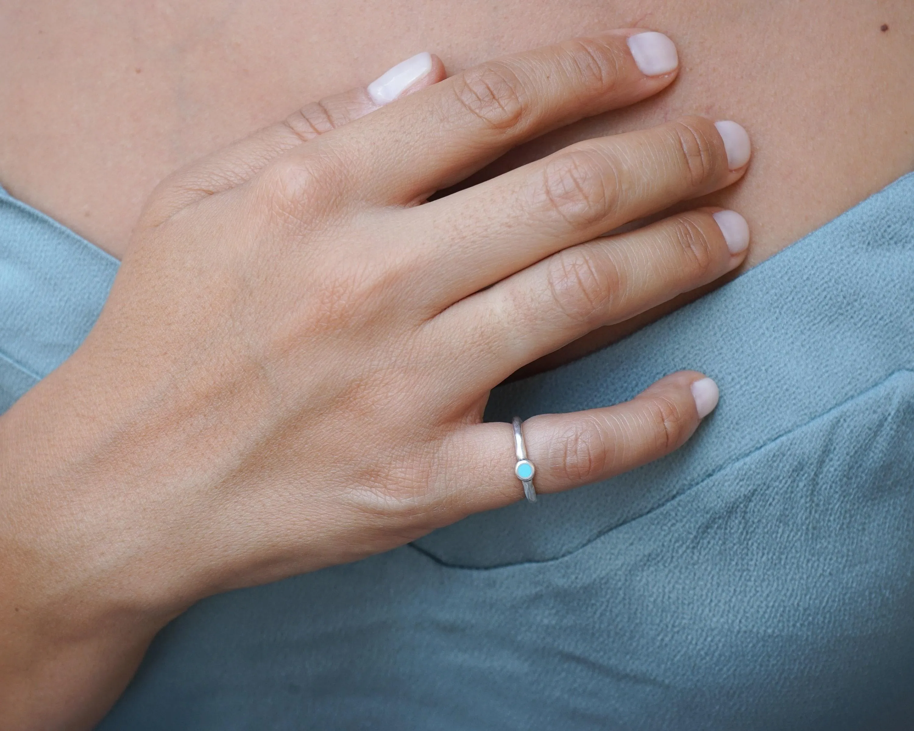 Tiny Silver Circle Band Pinky Ring