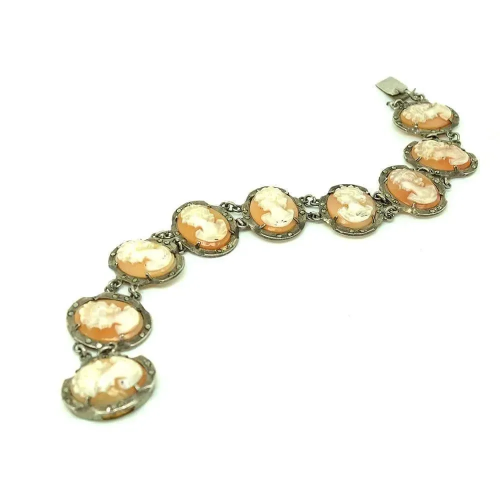 Vintage 1930s Cameo Silver Bracelet