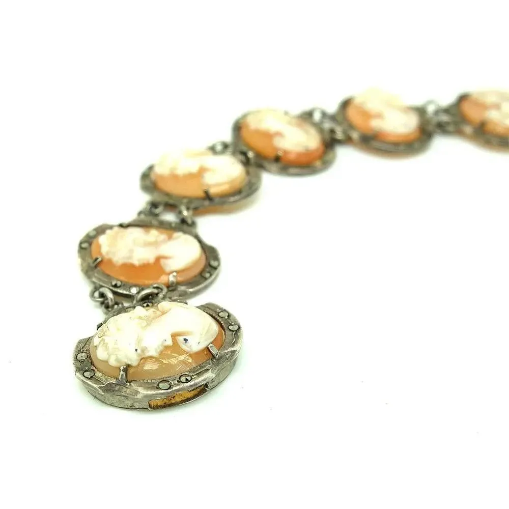 Vintage 1930s Cameo Silver Bracelet