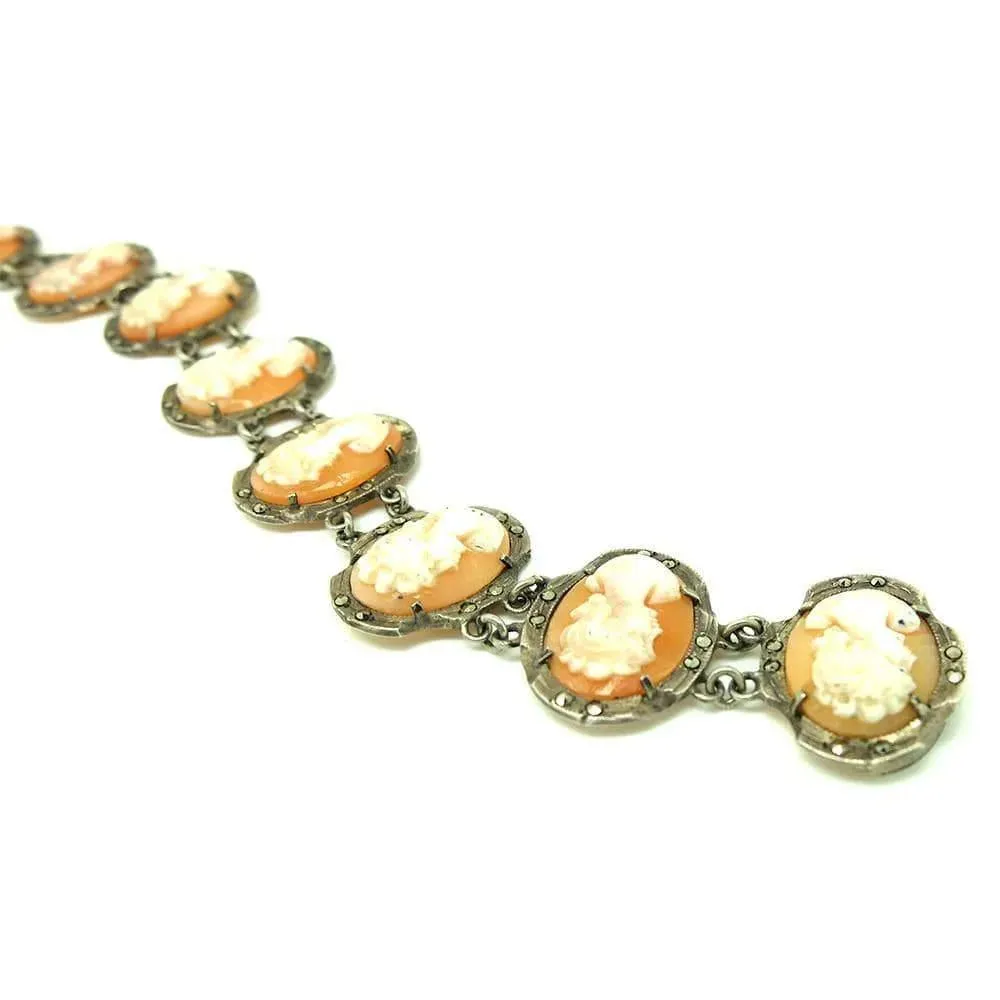 Vintage 1930s Cameo Silver Bracelet