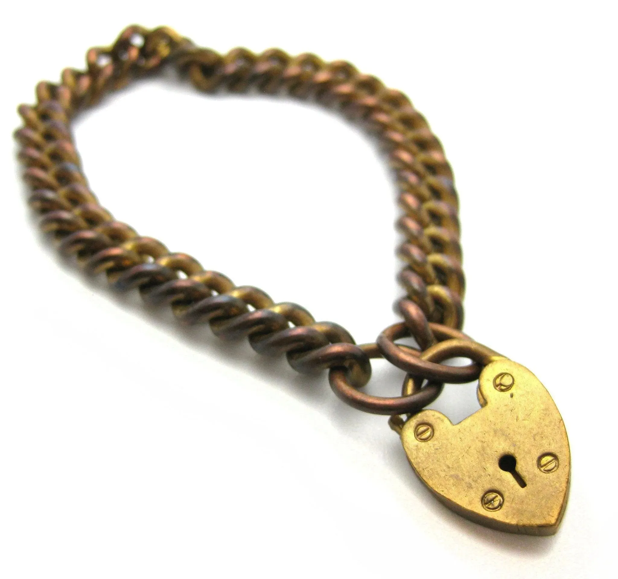 Vintage Brass Single Heart Bracelet