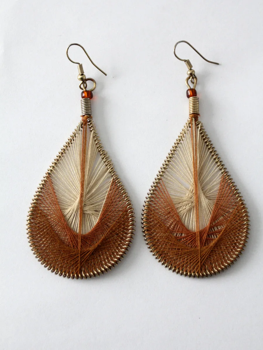 vintage string art Peruvian thread earrings