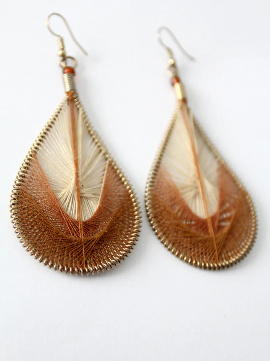 vintage string art Peruvian thread earrings