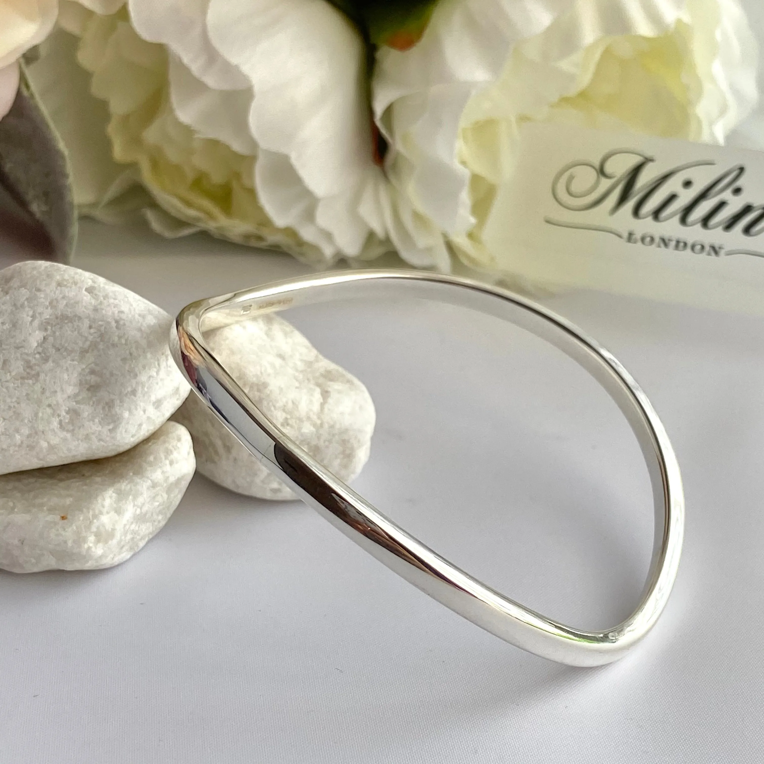 Wavy Solid Sterling Silver Bangle