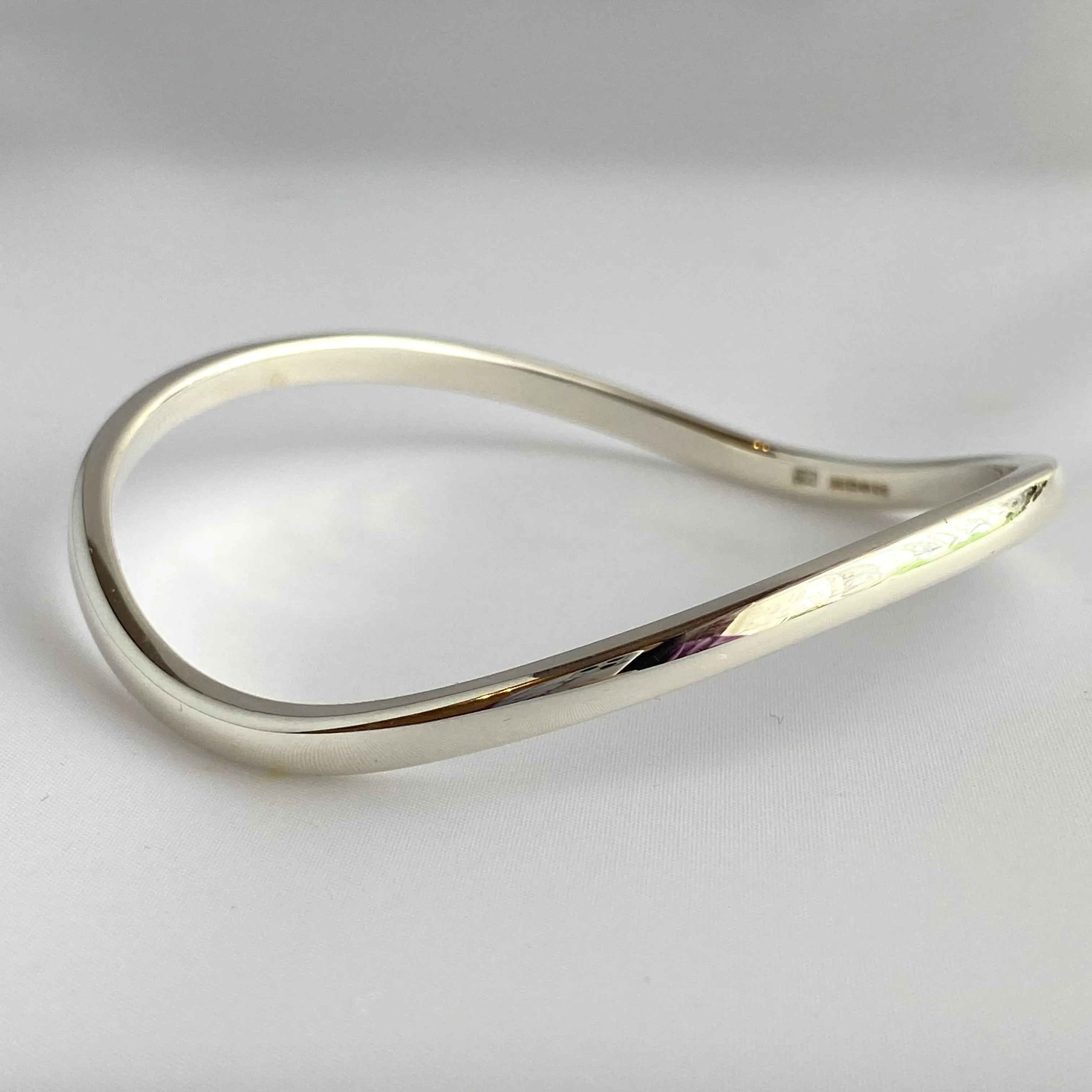 Wavy Solid Sterling Silver Bangle