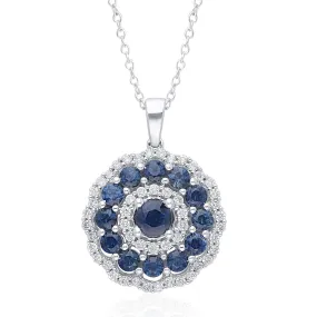 White Gold Sapphire & Diamond Infinite Pendant