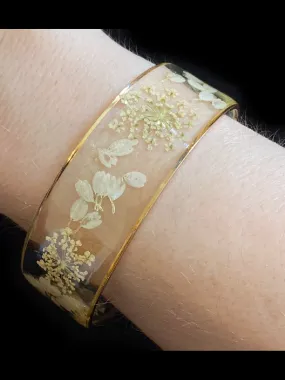 Wide Pressed Flower Cuff Bracelet