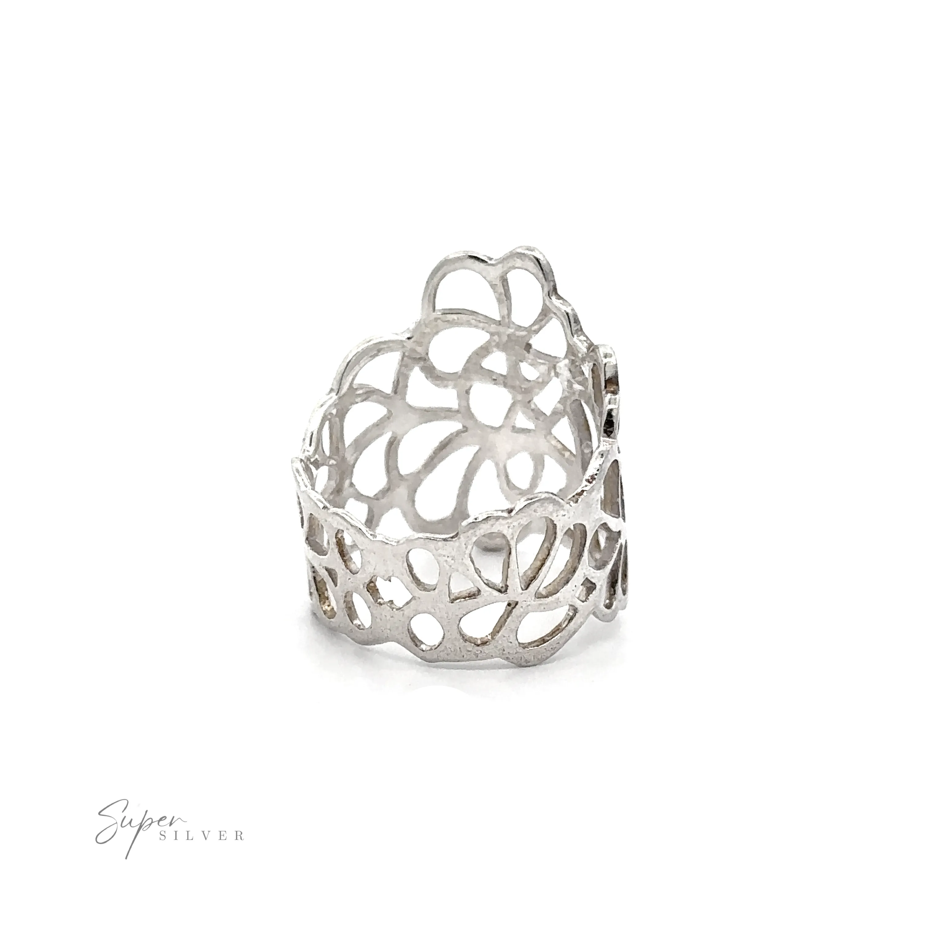 Wide Ring with Cut Out Flowers