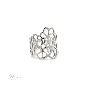 Wide Ring with Cut Out Flowers