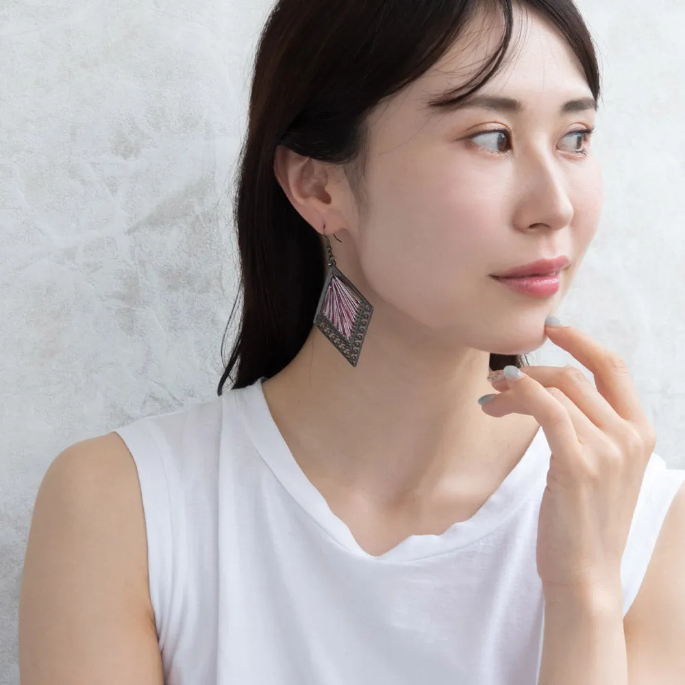 Woven Thread Rhombus Drop Earrings