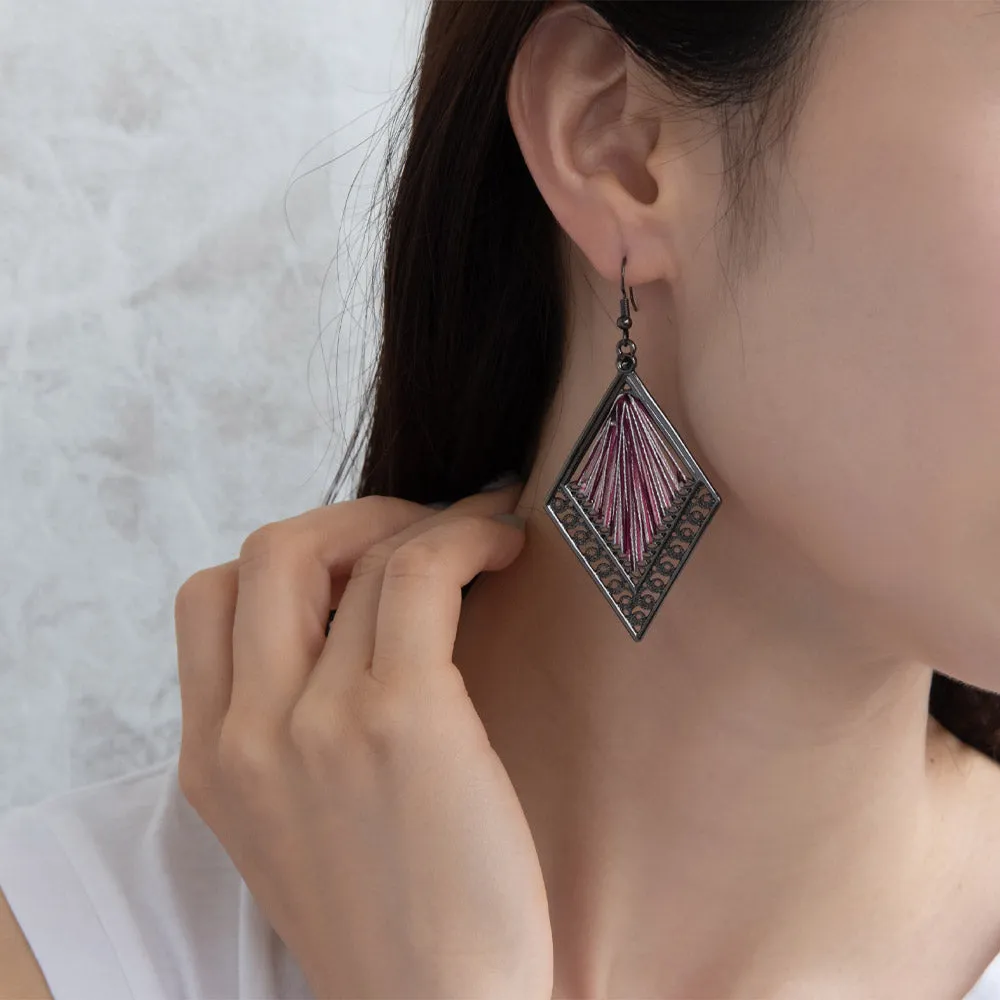 Woven Thread Rhombus Drop Earrings