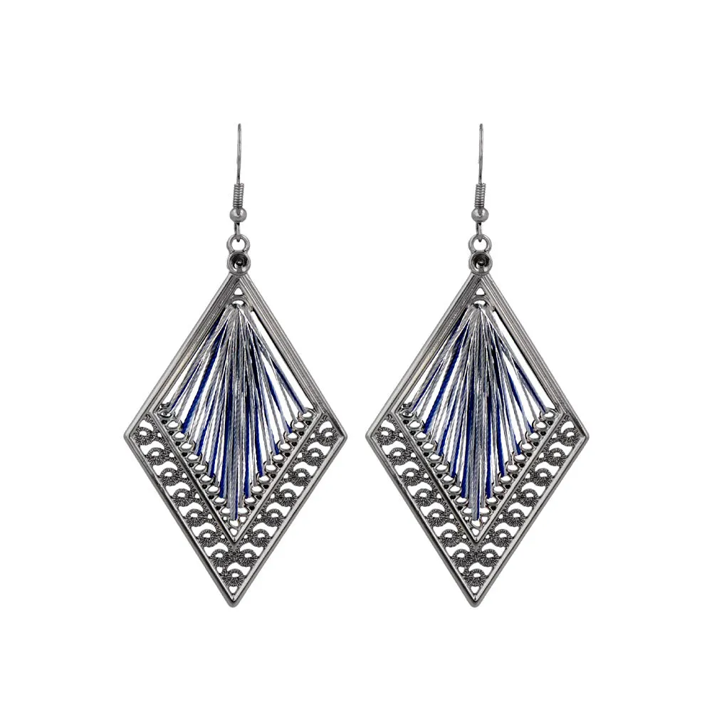 Woven Thread Rhombus Drop Earrings