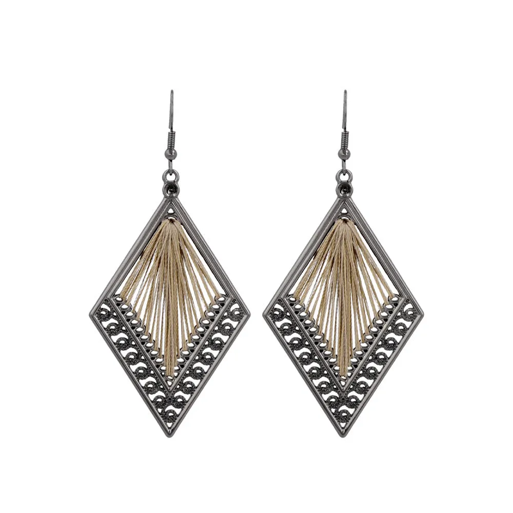 Woven Thread Rhombus Drop Earrings