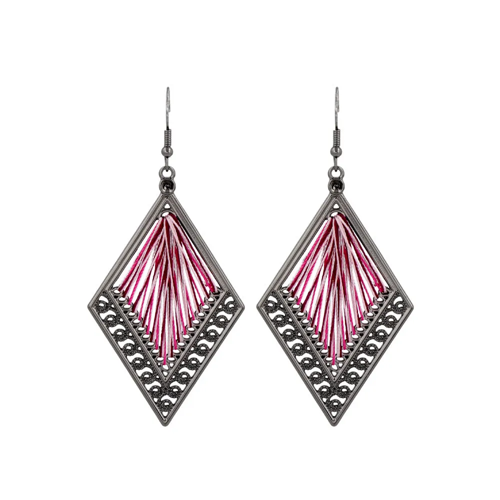 Woven Thread Rhombus Drop Earrings