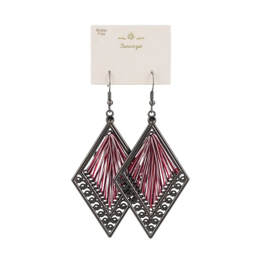 Woven Thread Rhombus Drop Earrings