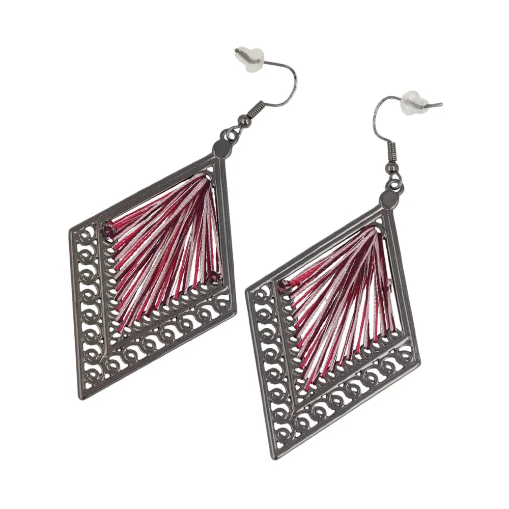 Woven Thread Rhombus Drop Earrings