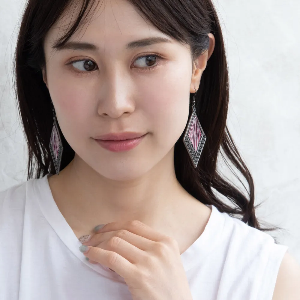 Woven Thread Rhombus Drop Earrings